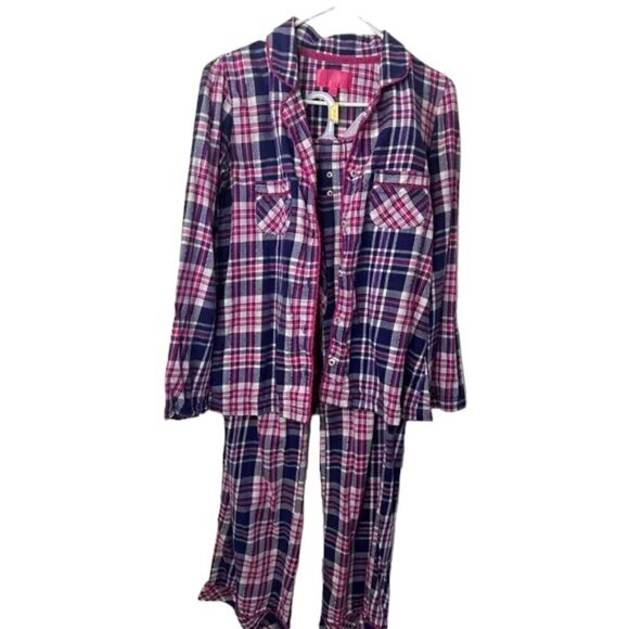 Victoria’s Secret Pink and Purple Plaid Pajama Set Women’s Size XS - Picture 2 of 6